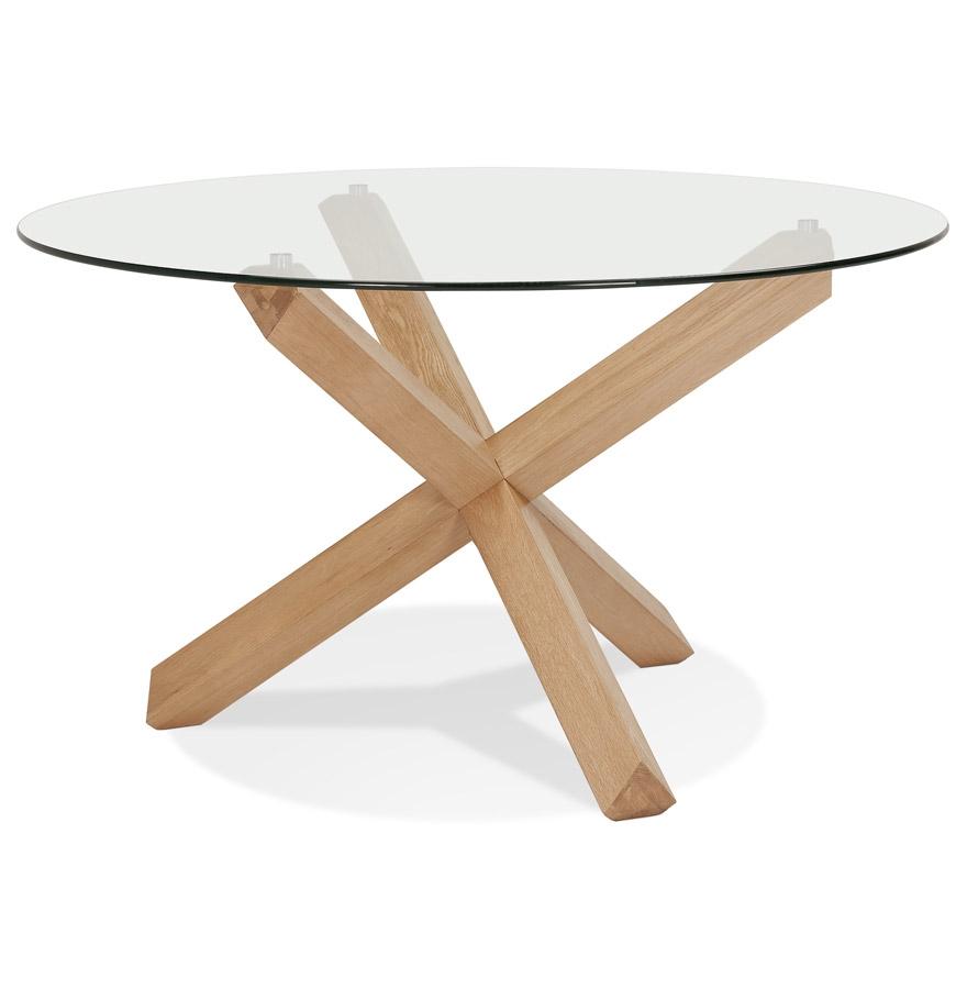 Kokoon Design MAGIK' Designer Round Table In Glass And Solid Oak