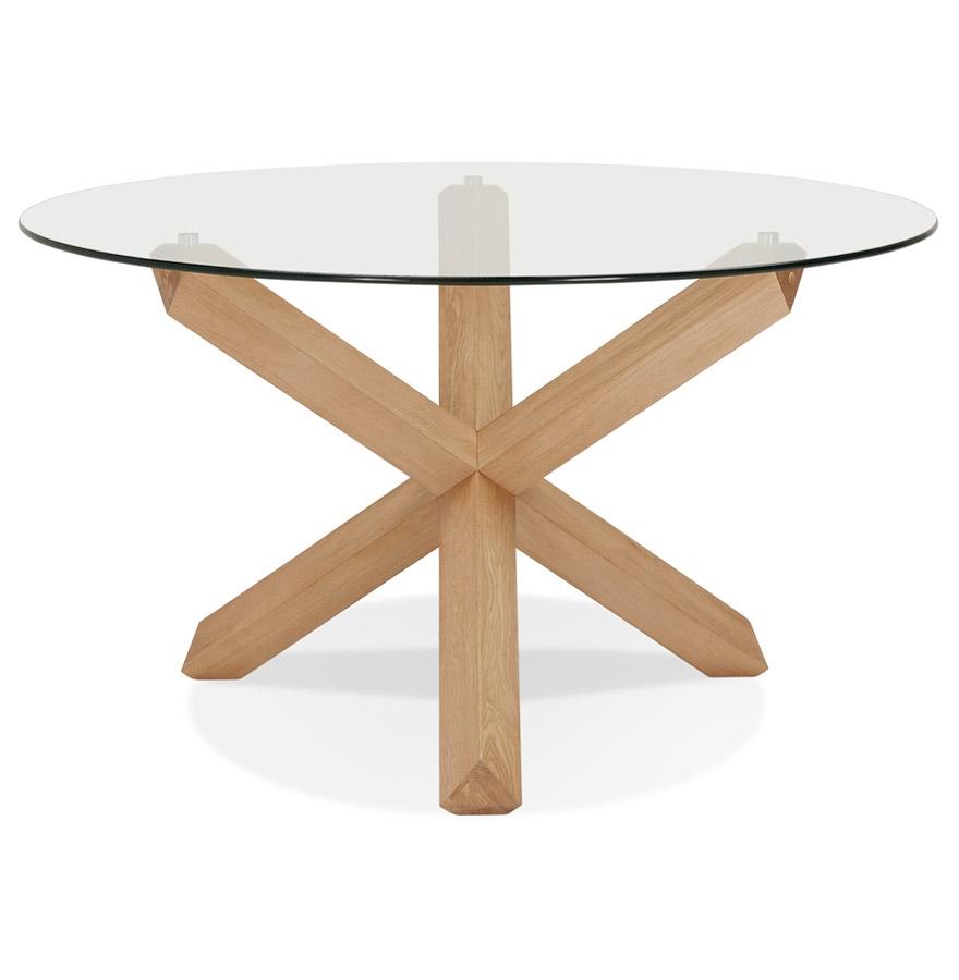 Kokoon Design MAGIK' Designer Round Table In Glass And Solid Oak