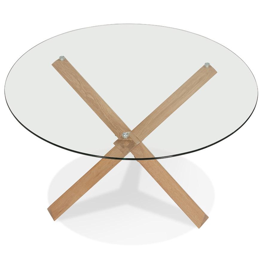 Kokoon Design MAGIK' Designer Round Table In Glass And Solid Oak