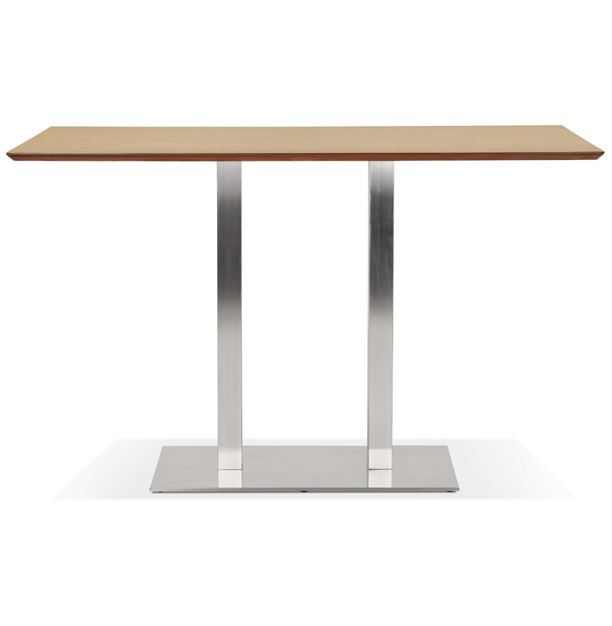 Kokoon Design MAMBO BAR' Design High Table In Natural Finish Wood With Brushed Metal Leg - 180x90 Cm