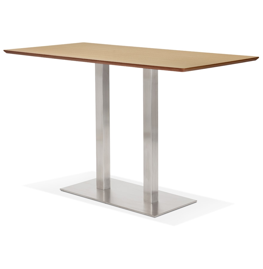 Kokoon Design MAMBO BAR' Design High Table In Natural Finish Wood With Brushed Metal Leg - 180x90 Cm