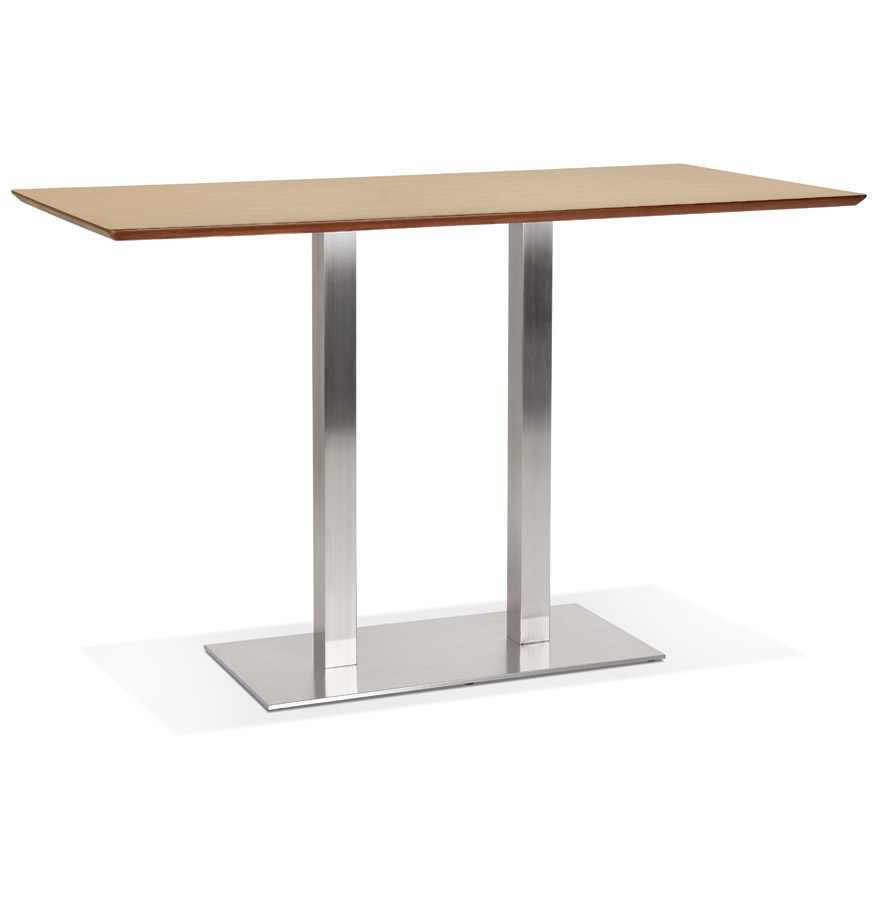 kokoon design MAMBO BAR' design high table in natural finish wood with brushed metal leg - 180x90 cm