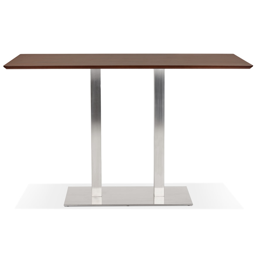 Kokoon Design MAMBO BAR' Designer High Table In Walnut Finish Wood With Brushed Metal Leg - 180x90 Cm
