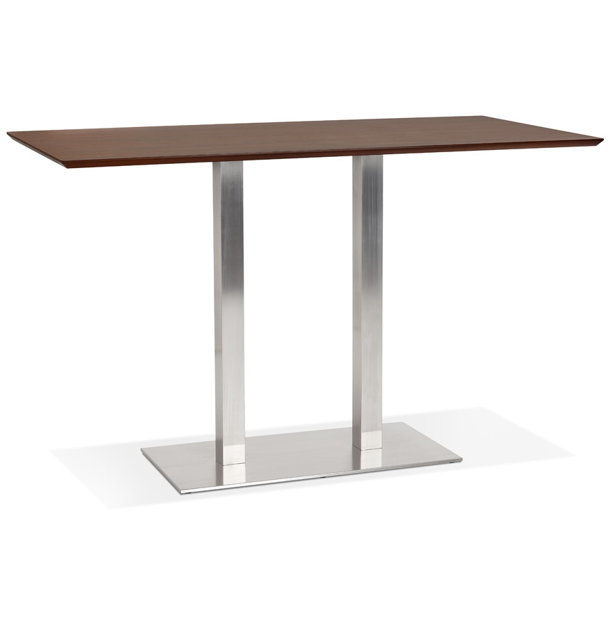 kokoon design MAMBO BAR' designer high table in Walnut finish wood with brushed metal leg - 180x90 cm