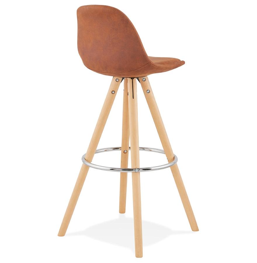 Kokoon Design MARKA' Bar Stool In Brown Microfiber And Natural Wood Legs