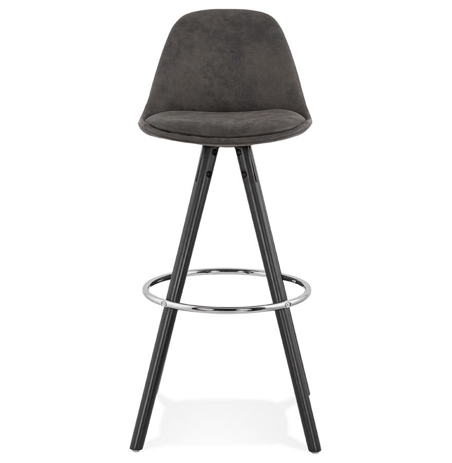 Kokoon Design MARKA' Bar Stool In Gray Microfiber And Black Wooden Legs
