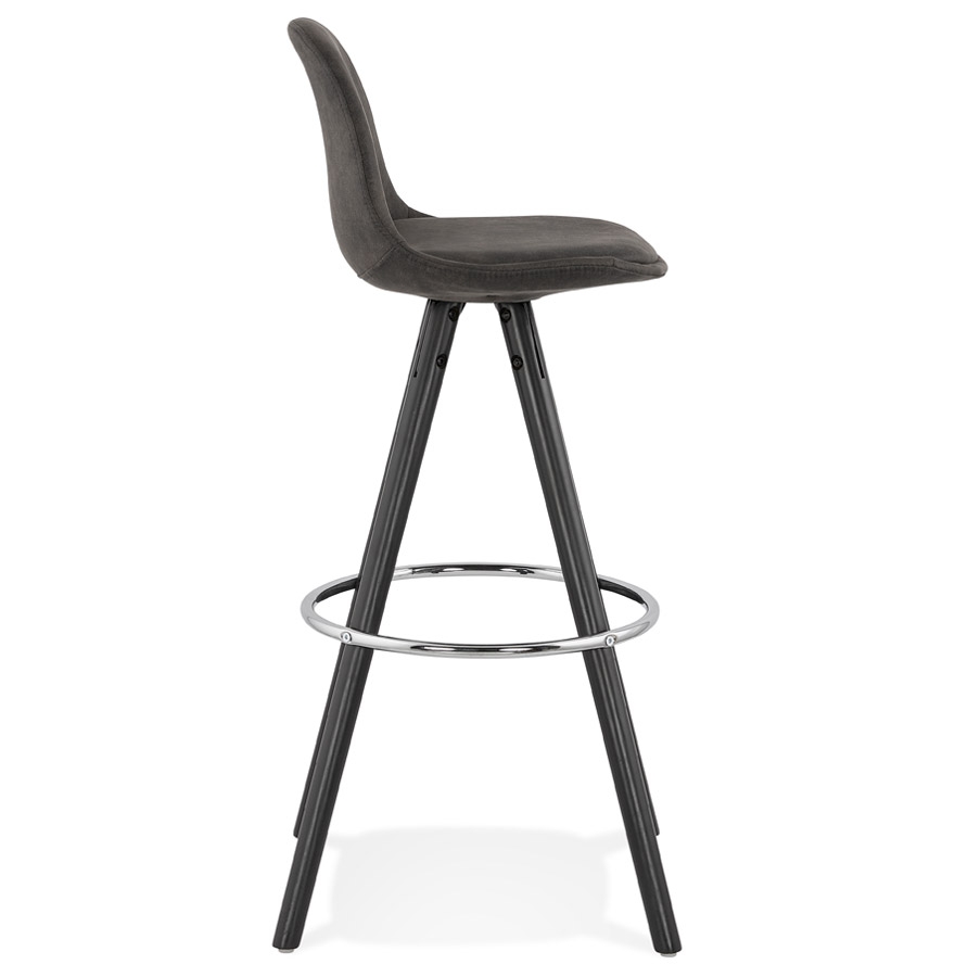 Kokoon Design MARKA' Bar Stool In Gray Microfiber And Black Wooden Legs