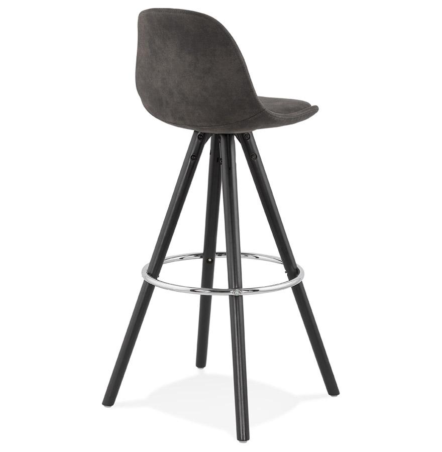 Kokoon Design MARKA' Bar Stool In Gray Microfiber And Black Wooden Legs