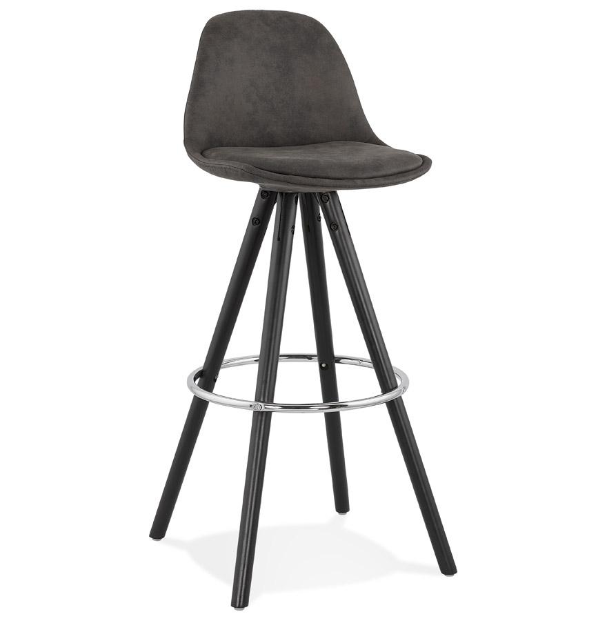 kokoon design MARKA' bar stool in gray microfiber and black wooden legs kokoon design MARKA' bar stool in gray microfiber and black wooden legs