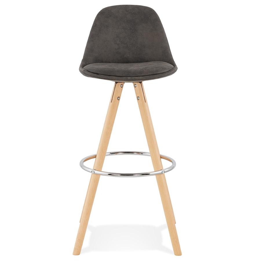 Kokoon Design MARKA' Bar Stool In Gray Microfiber And Natural Wood Legs