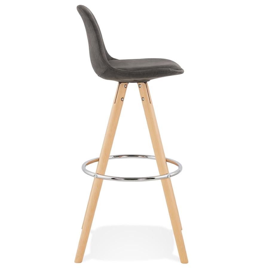 Kokoon Design MARKA' Bar Stool In Gray Microfiber And Natural Wood Legs
