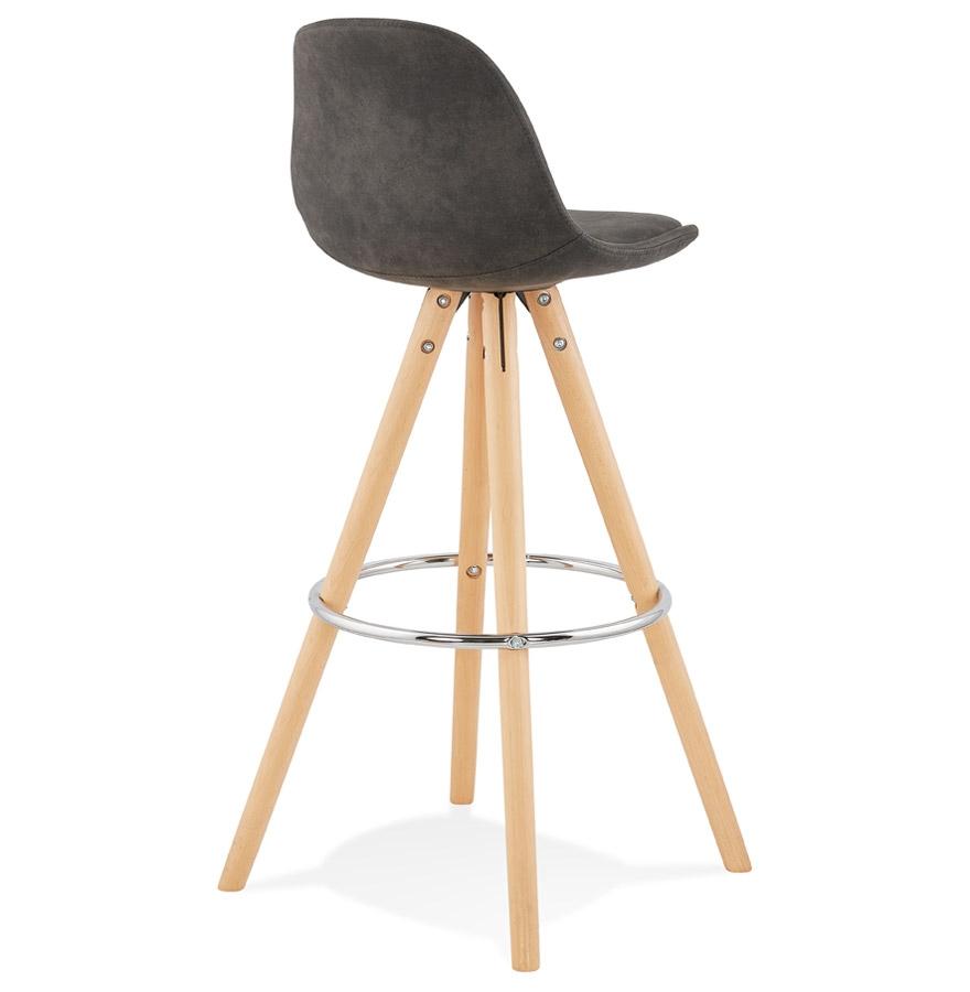Kokoon Design MARKA' Bar Stool In Gray Microfiber And Natural Wood Legs