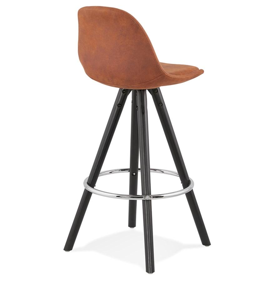 Kokoon Design MARKA MINI' Mid-height Snack Stool In Brown Microfiber And Black Wooden Legs