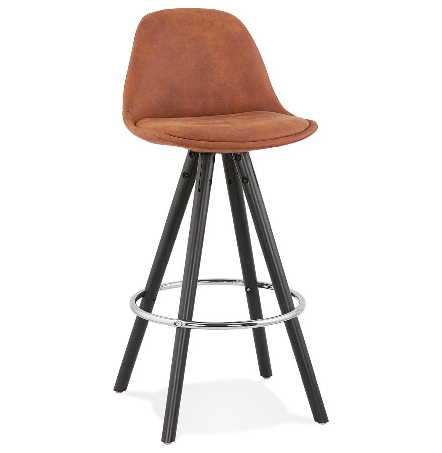 kokoon design MARKA MINI' mid-height snack stool in brown microfiber and black wooden legs
