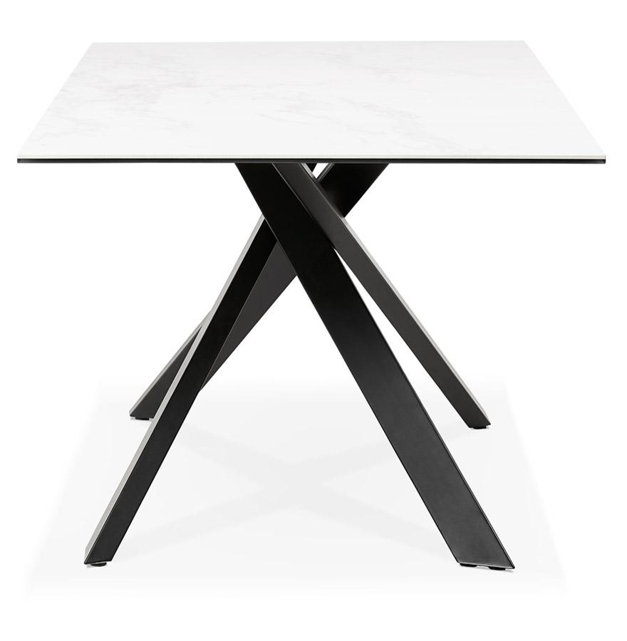 Kokoon Design MARKINA' White Ceramic Dining Table With Central Black X-shaped Leg - 180x90 Cm