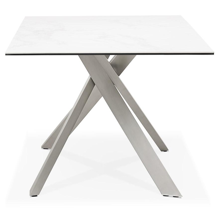 Kokoon Design MARKINA' White Ceramic Dining Table With Central Metal Leg - 180x90 Cm