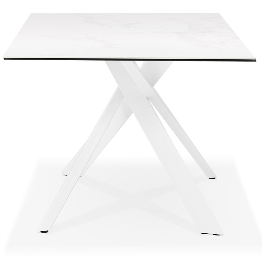 Kokoon Design MARKINA' White Ceramic Dining Table With Central White X-shaped Leg - 180x90 Cm