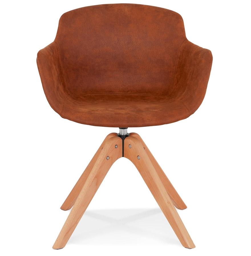 Kokoon Design MARTIN' Chair With Armrests In Brown Microfiber And Natural Wood Legs