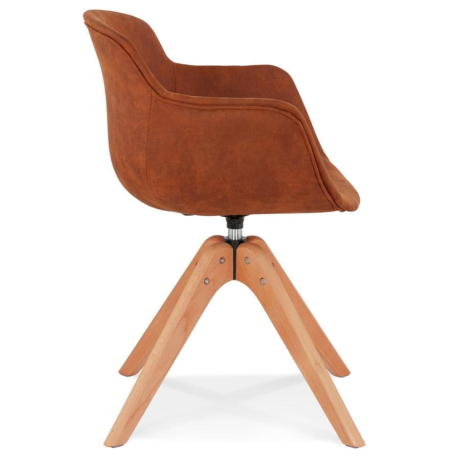 Kokoon Design MARTIN' Chair With Armrests In Brown Microfiber And Natural Wood Legs