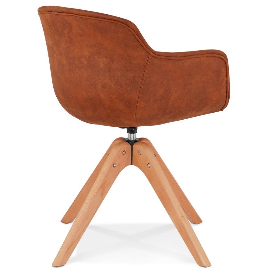 Kokoon Design MARTIN' Chair With Armrests In Brown Microfiber And Natural Wood Legs
