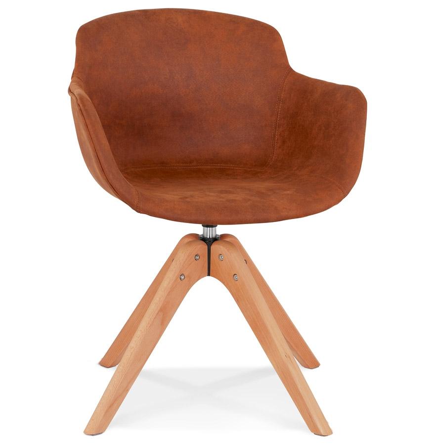 kokoon design MARTIN' chair with armrests in brown microfiber and natural wood legs