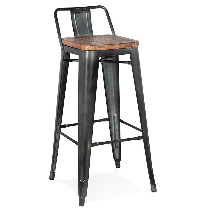 kokoon design MECANO' bar stool in dark gray industrial style metal