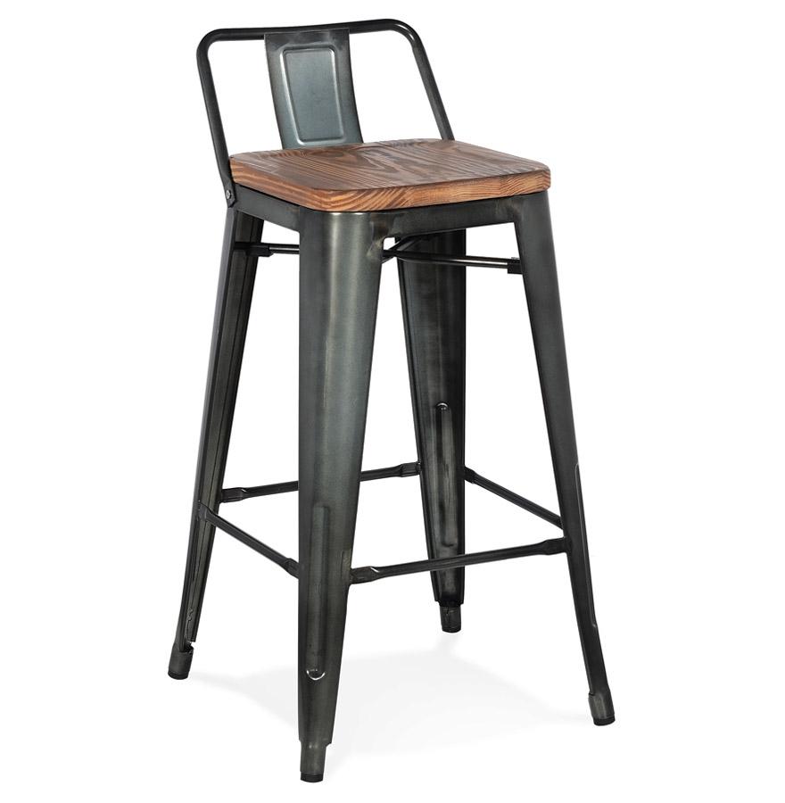 kokoon design MECANO MINI' mid-height snack stool in dark gray industrial style metal