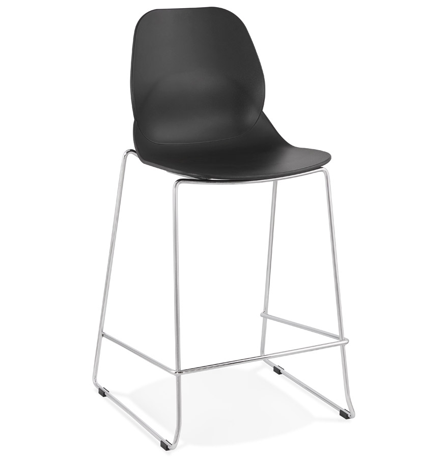 kokoon design Mid-height 'BERLIN MINI' black stackable snack stool with chrome metal base