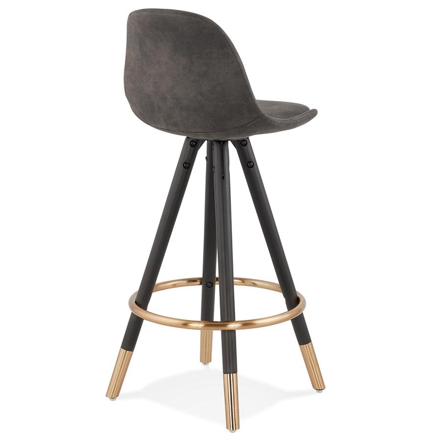 Kokoon Design Mid-height Designer Snack Stool 'KONG MINI' In Gray Microfiber And Black Wooden Legs