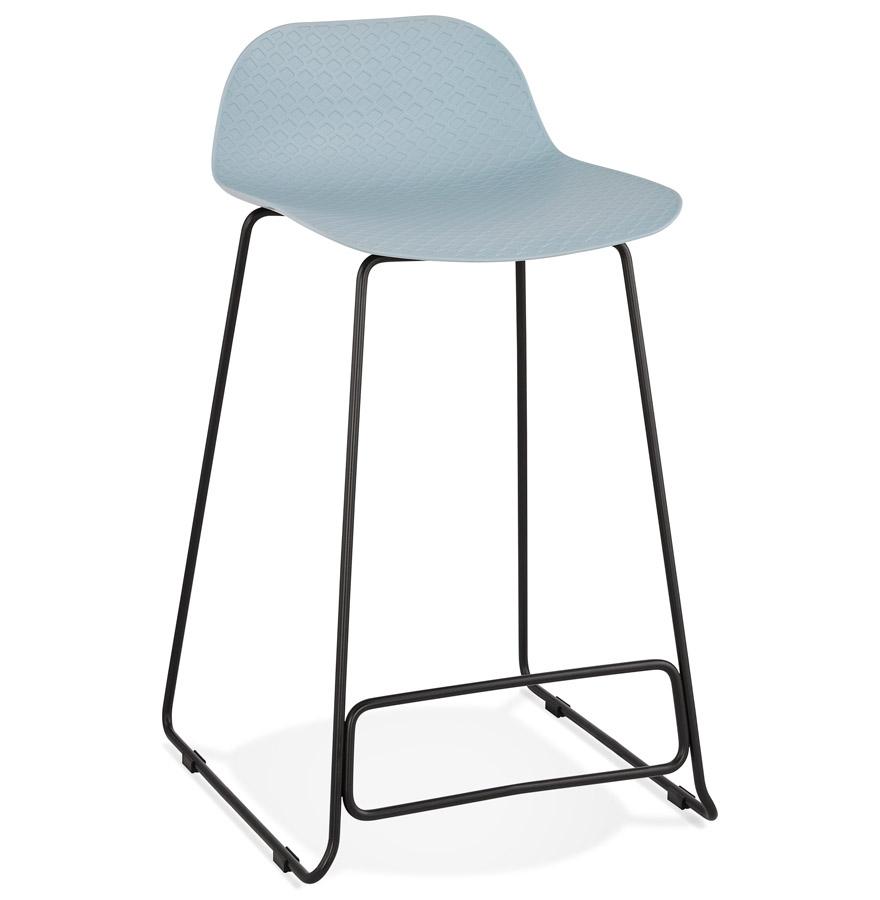 kokoon design Mid-height snack stool 'BABYLOS MINI' blue with black metal legs
