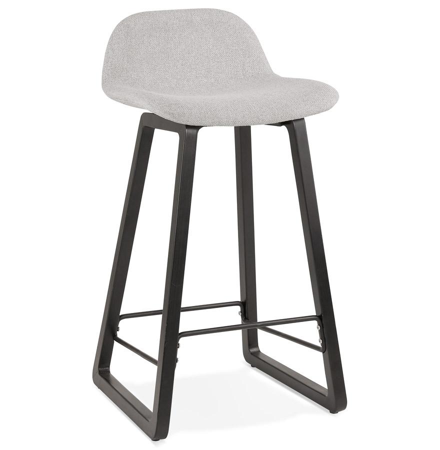 kokoon design Mid-height snack stool 'BALTIK MINI' in light gray fabric and black wooden legs