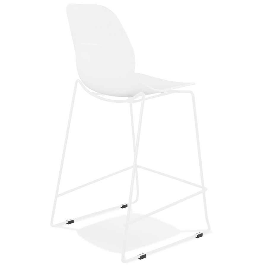 Kokoon Design Mid-height Snack Stool 'BERLIN MINI' White Stackable With White Metal Base