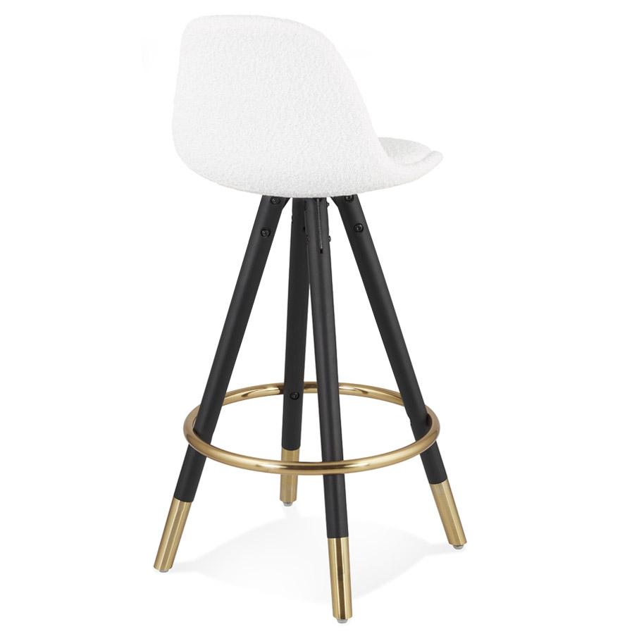 Kokoon Design Mid-height Snack Stool 'CLARISSE MINI' In White Pilled Fabric And 4 Black Wooden Legs