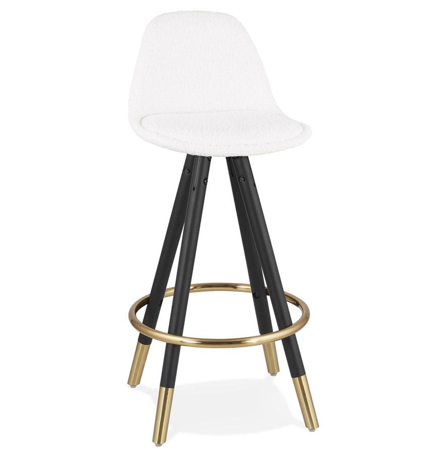 kokoon design Mid-height snack stool 'CLARISSE MINI' in white pilled fabric and 4 black wooden legs
