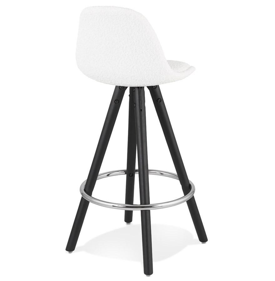 Kokoon Design Mid-height Snack Stool 'FLORENCE MINI' In White Pilled Fabric And 4 Black Wooden Legs