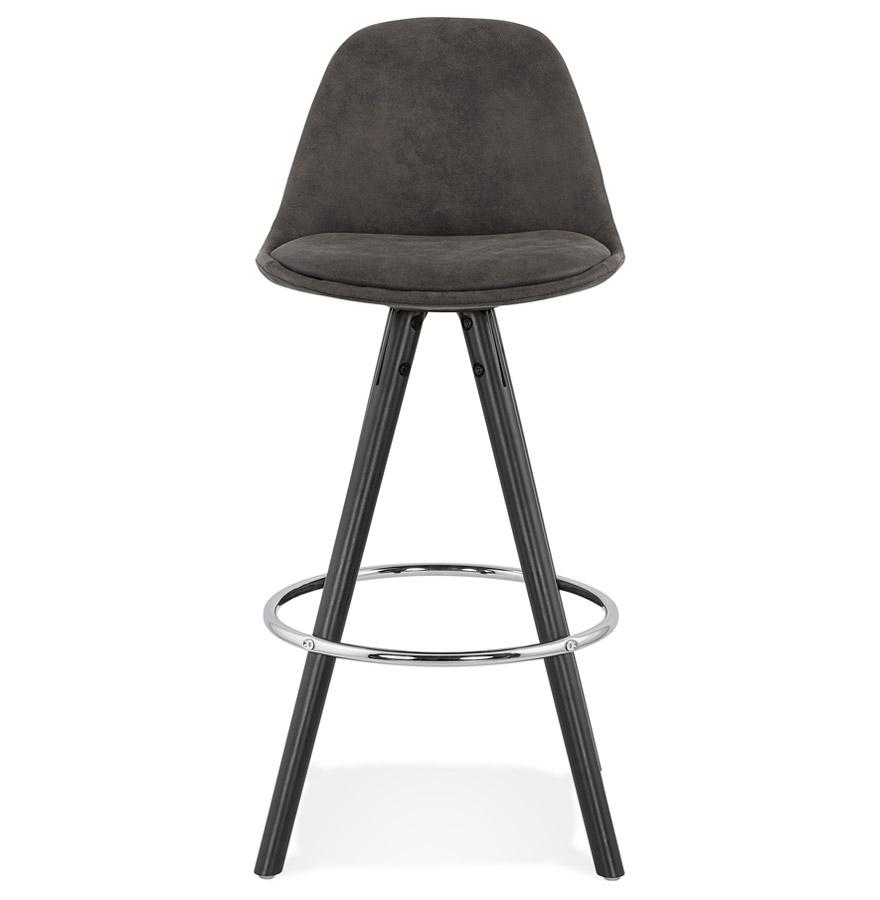 Kokoon Design Mid-height Snack Stool 'MARKA MINI' In Gray Microfiber And Black Wooden Legs
