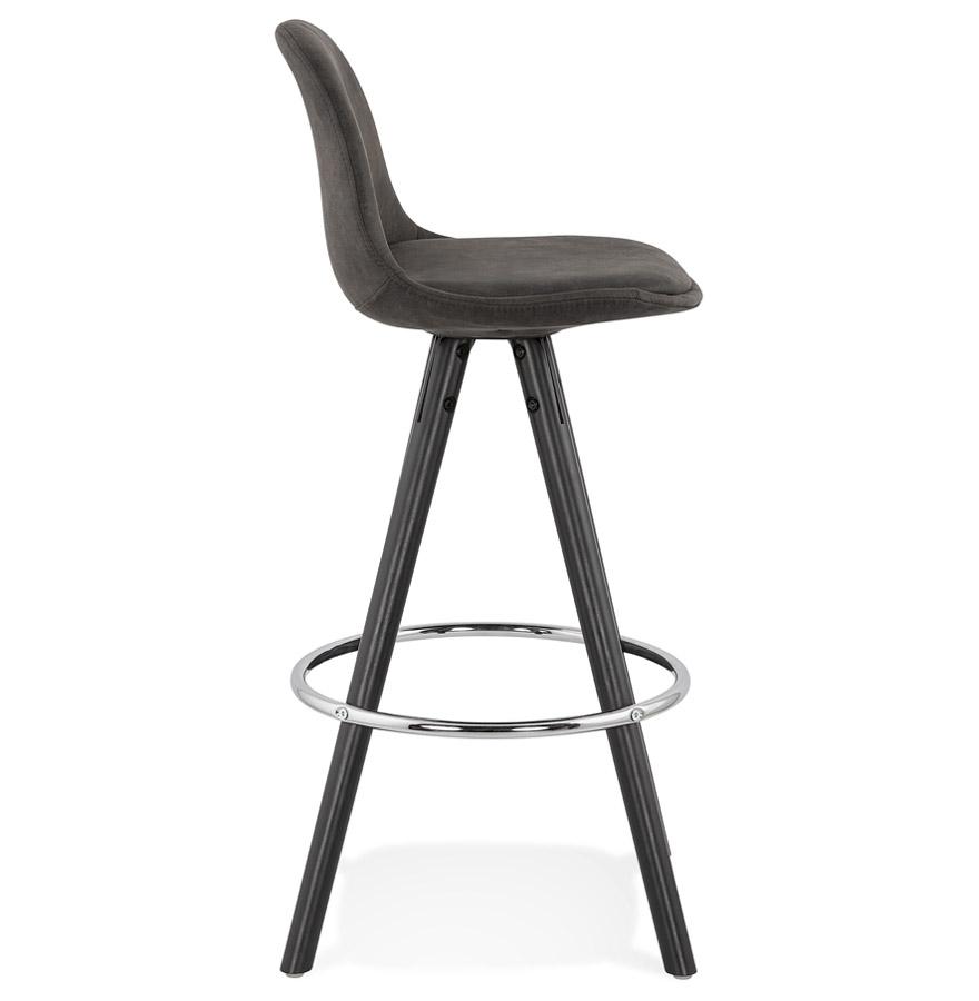 Kokoon Design Mid-height Snack Stool 'MARKA MINI' In Gray Microfiber And Black Wooden Legs