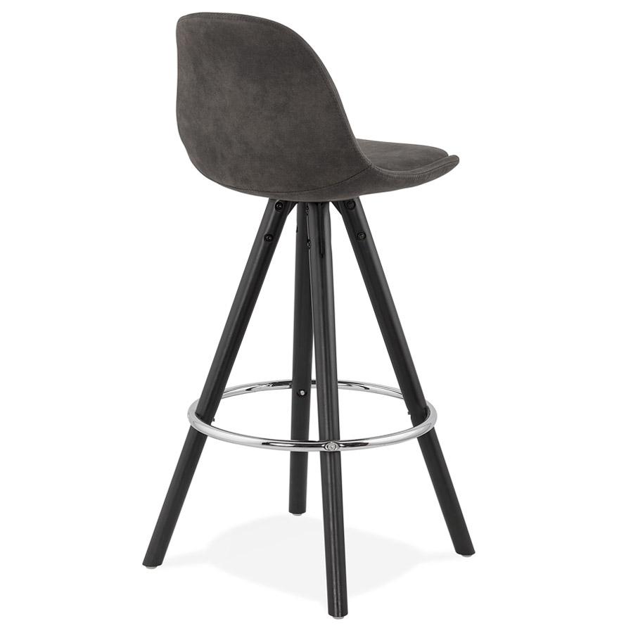 Kokoon Design Mid-height Snack Stool 'MARKA MINI' In Gray Microfiber And Black Wooden Legs