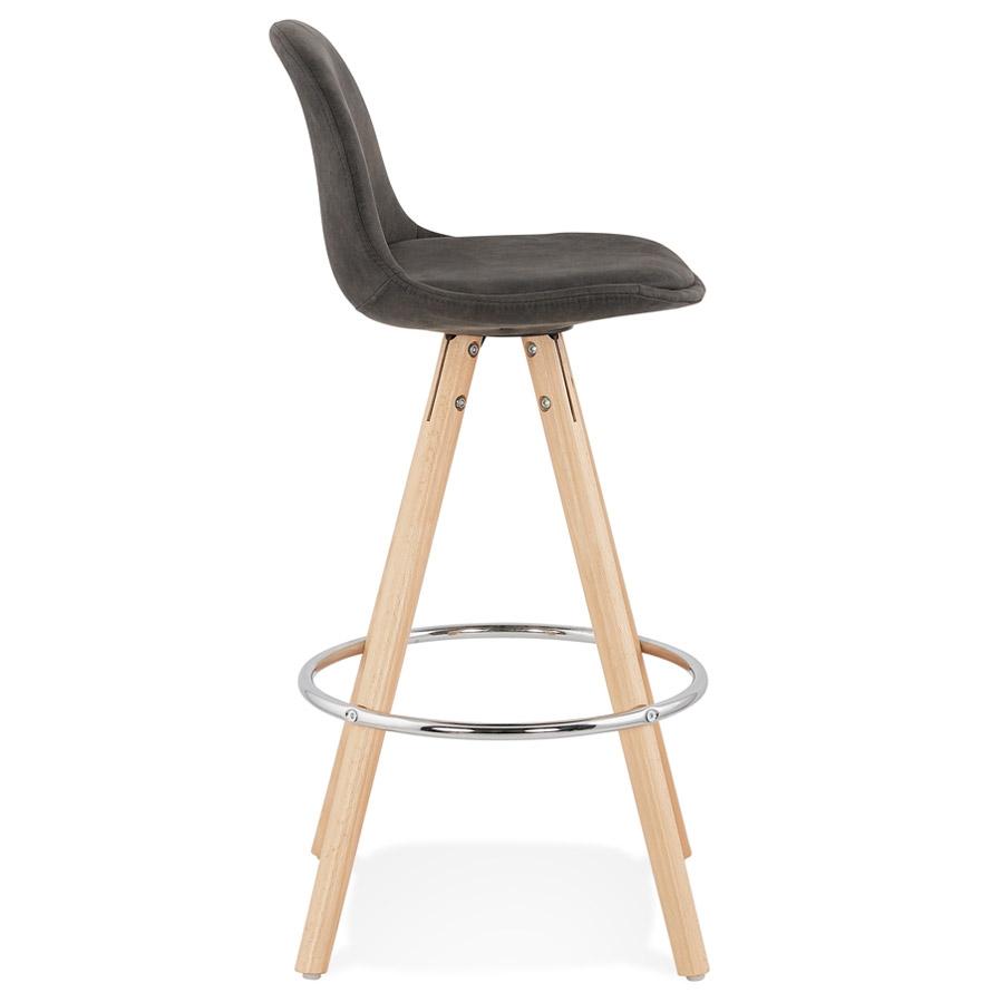 Kokoon Design Mid-height Snack Stool 'MARKA MINI' In Gray Microfiber And Natural Wood Legs