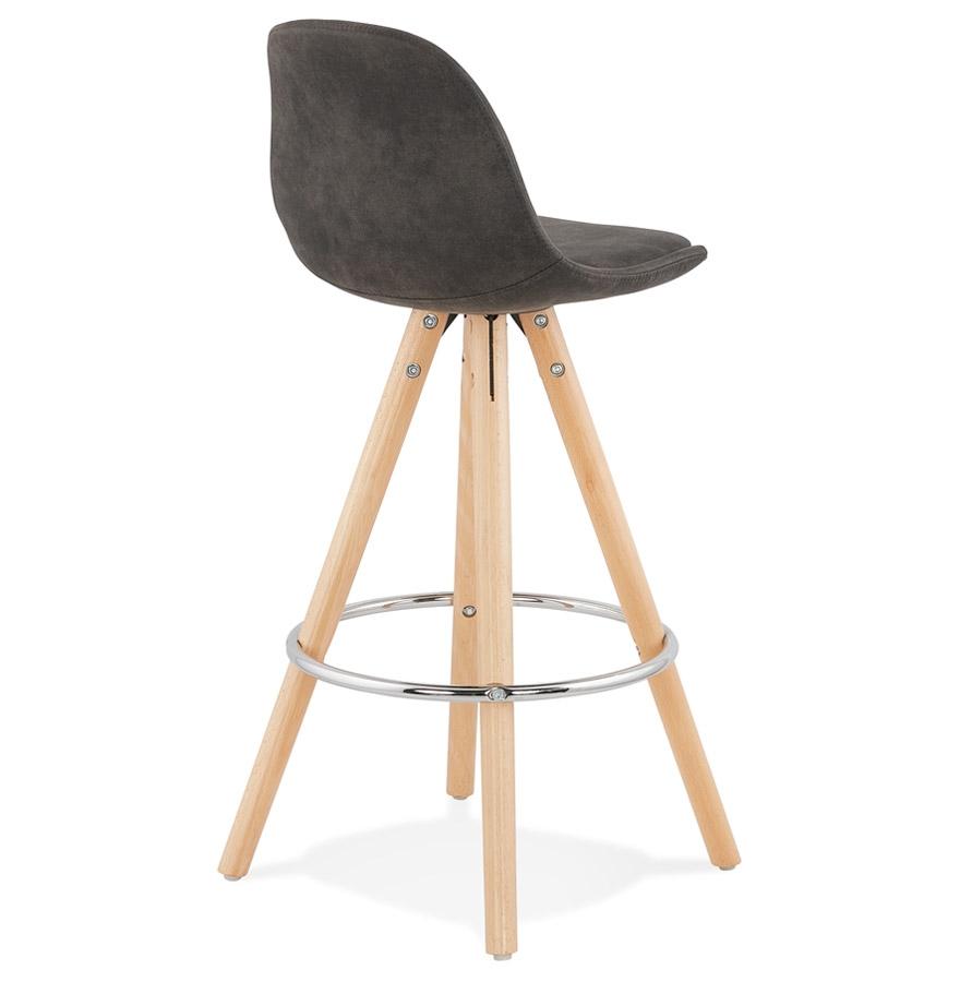 Kokoon Design Mid-height Snack Stool 'MARKA MINI' In Gray Microfiber And Natural Wood Legs
