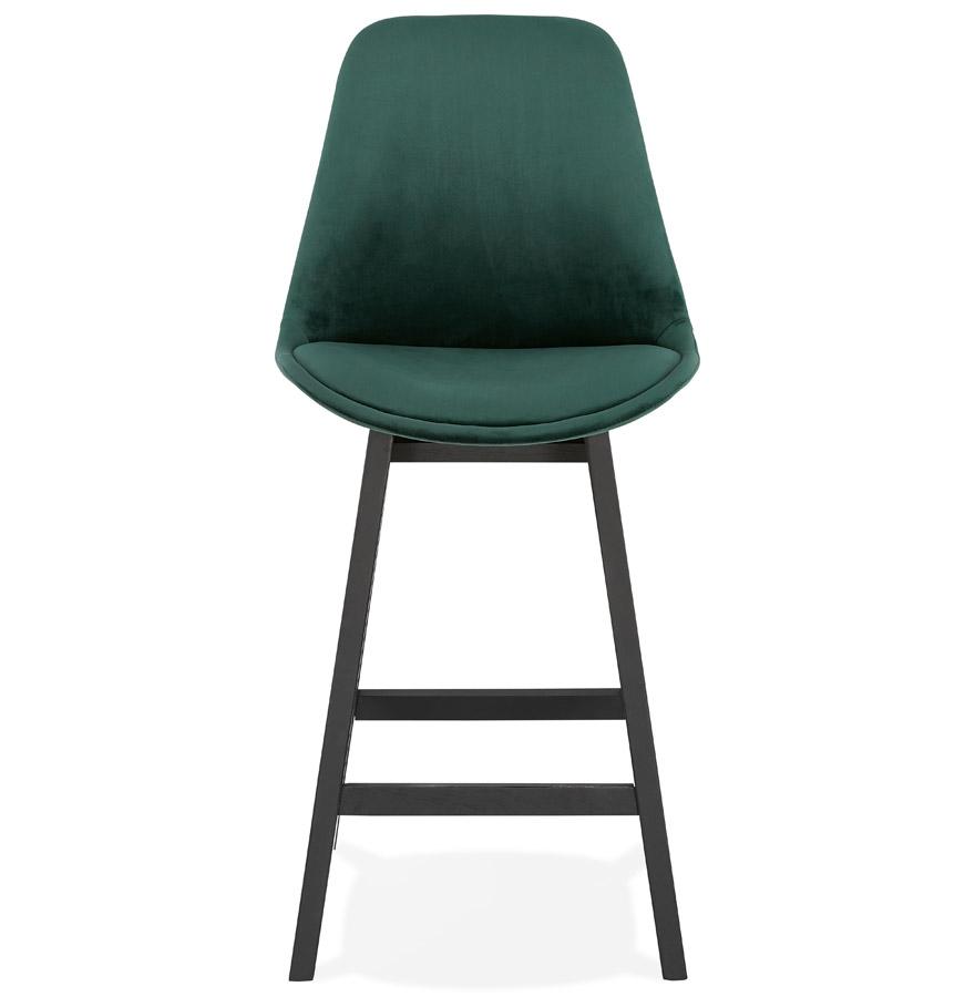 Kokoon Design Mid-height Snack Stool 'MORISS MINI' In Green Velvet And Black Wooden Legs