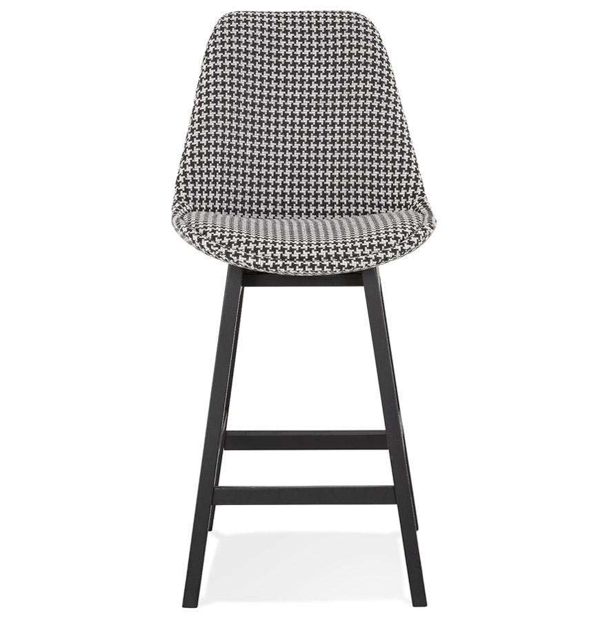 Kokoon Design Mid-height Snack Stool 'MORISS MINI' In Houndstooth Fabric And Black Wooden Legs
