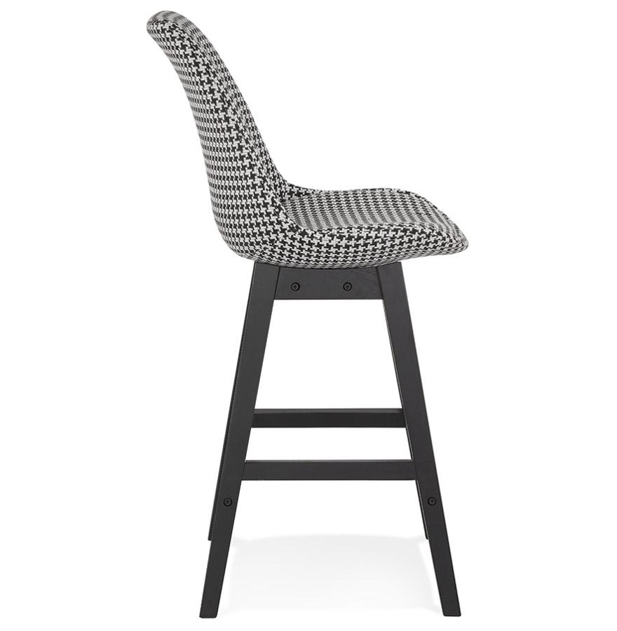 Kokoon Design Mid-height Snack Stool 'MORISS MINI' In Houndstooth Fabric And Black Wooden Legs