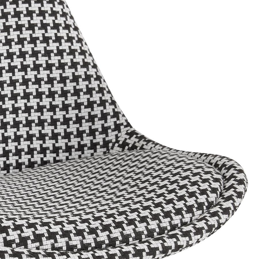 Kokoon Design Mid-height Snack Stool 'MORISS MINI' In Houndstooth Fabric And Natural Wood Legs