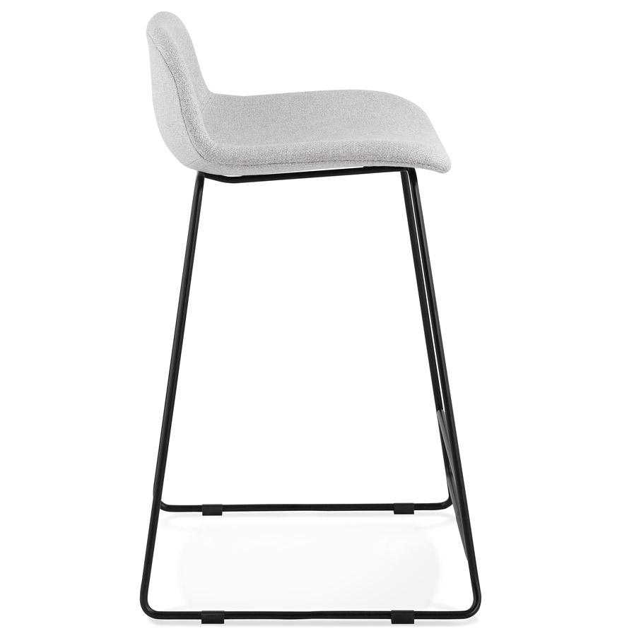 Kokoon Design Mid-height Snack Stool 'MOSKOW MINI' In Light Gray Fabric And Black Metal Legs