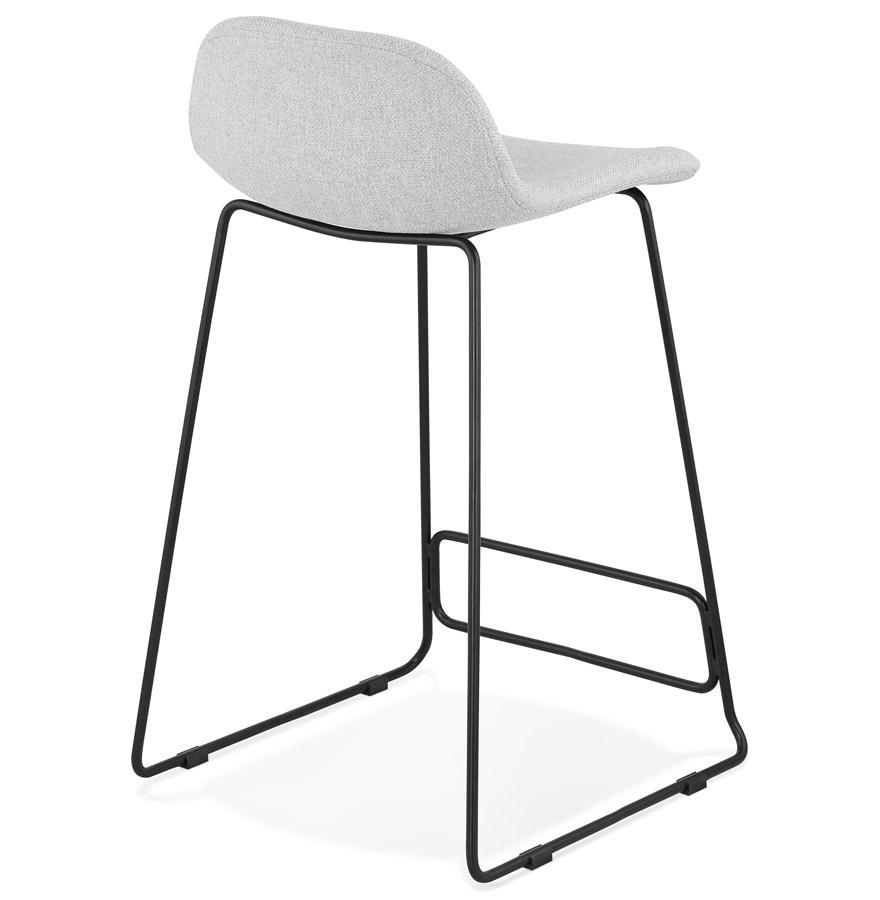 Kokoon Design Mid-height Snack Stool 'MOSKOW MINI' In Light Gray Fabric And Black Metal Legs