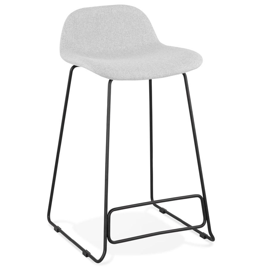 kokoon design Mid-height snack stool 'MOSKOW MINI' in light gray fabric and black metal legs