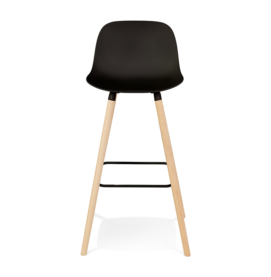 Kokoon Design Mid-height Snack Stool 'TATSU MINI' Black With Natural Wooden Legs