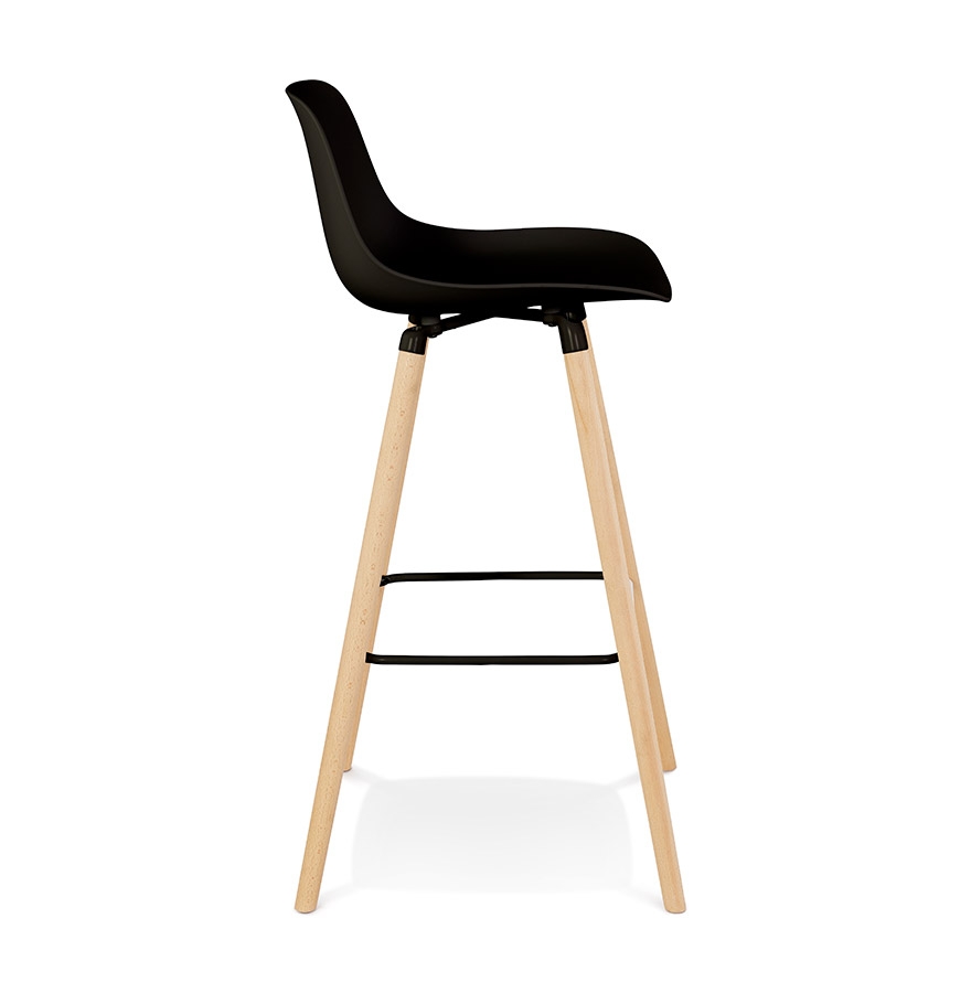 Kokoon Design Mid-height Snack Stool 'TATSU MINI' Black With Natural Wooden Legs