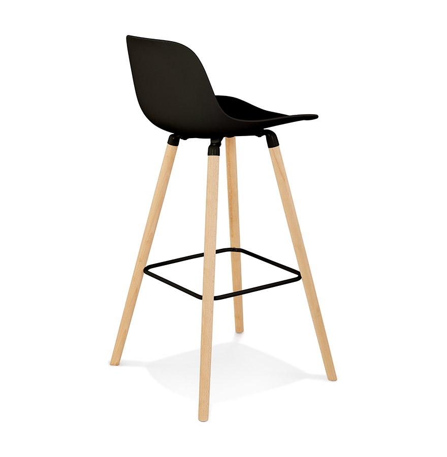 Kokoon Design Mid-height Snack Stool 'TATSU MINI' Black With Natural Wooden Legs